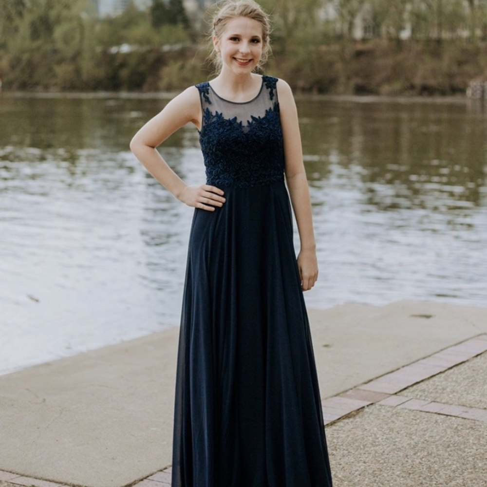 PromGirl Navy Blue Prom Dress